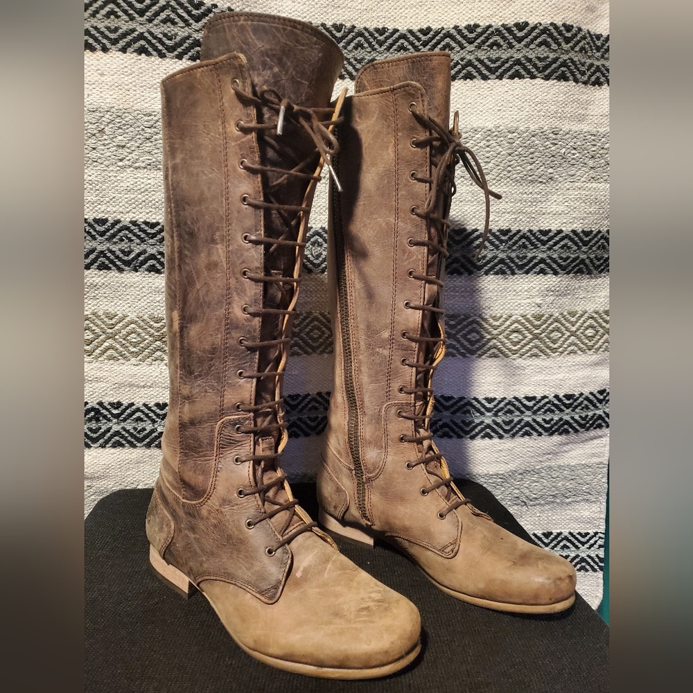 John Fleuvog brown leather tall boots, size 8